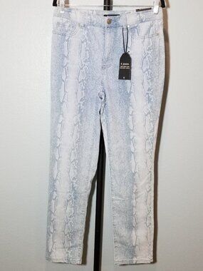 D Jeans High Rise Slim Straight Ankle Jeans Sz 6 Blue Stretch Retro Street NWT